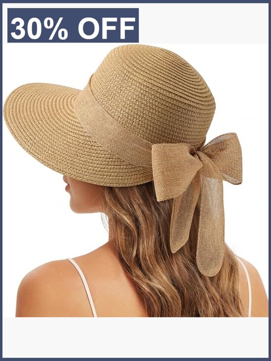 Foldable Straw Sun Hat with Chin Strap UPF 50+ main image 4